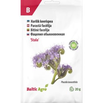 20g keerispea seemnepakend Baltic Agro brändilt. Pakendil on lillade õite kujutis ning mitmekeelsed kirjeldused. Sisaldab ka logo ja toote kaalu.