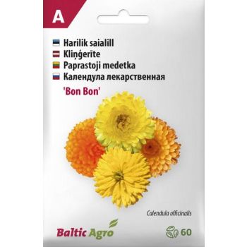 'Bon Bon' saialilleseemned on pakitud kolmeks erinevaks värviks: kollaseks, oranžiks ja kollakasroosaks. Pakendil on kujutatud õied ning toodeteave.