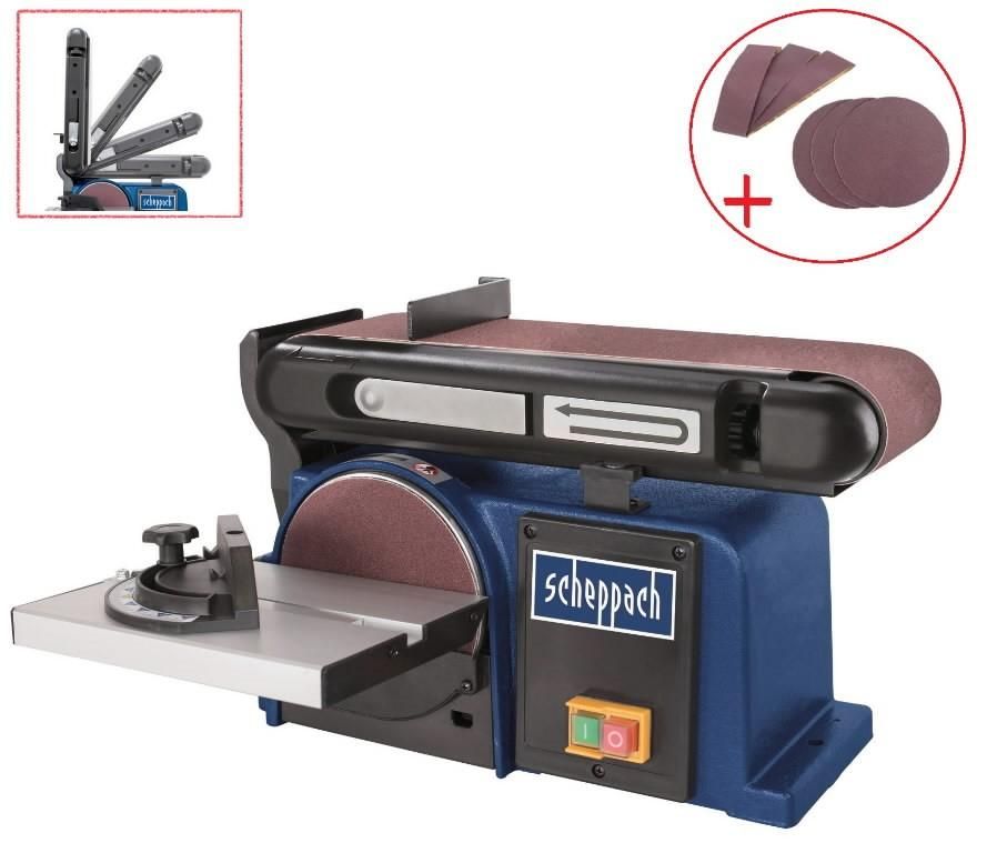 Lint- ja ketaslihvmasin BTS 900 + lihvkettad ja -paberid Scheppach 4046664068396