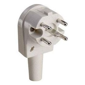 Valge ruudukujuline Perilex pistik, millel on viis metallist kontakti, mõeldud 16A 400V ühendusteks.