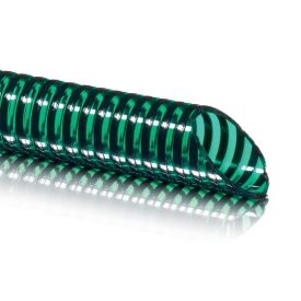 Roheline ja must triibuline Aspir-Flex imivoolik, 7 meetrit pikk, valmistatud läbipaistvast tugevdatud plastikust, koos põhjaklapiga.