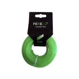 Roheline trimmerijõhv, mille läbimõõt on 1,6 mm ja pikkus 15 m, on pakendatud musta sildiga, millel on FERE logo ja kiri.