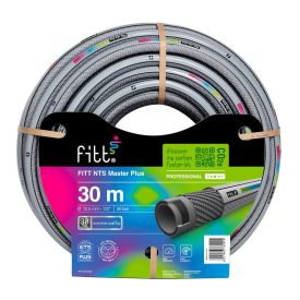 30-meetrine hall kastmisvoolik rullis, pakendil on kujutatud vooliku üksikasjad ja tehniline teave.