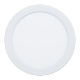 Ümmargune valge süvistatav valgusti, sile serv ja matt pind, läbimõõt umbes 16,6 cm.