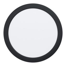 Ümmargune musta raamiga laevalgusti, mille keskel on matt valge hajuti ja läbimõõt umbes 21,6 cm.