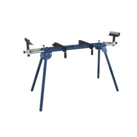 Sinine metallist töölaud nelja kaldus jalaga, reguleeritavate otstega ja mustade kinnitustega, mis on mõeldud järkamissaele.