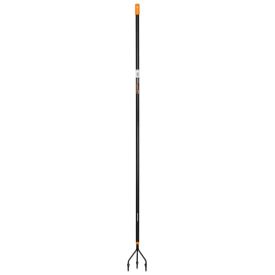 Musta värviga pikendatav kobesti, millel on oranžid detailid ja kaks metallist harki otsas.