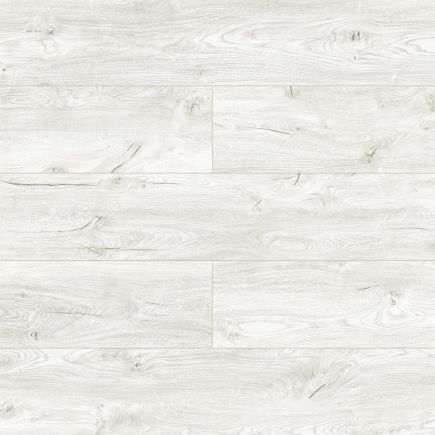 Helehallide ja valgete toonidega laminaatparketi plangud on puidusüü ja oksakohtade mustriga ning sileda pinnaga.