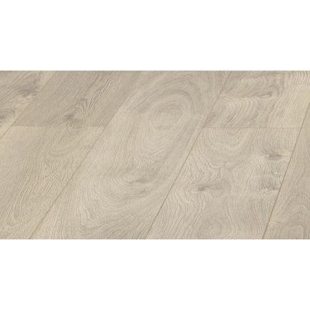 Helepruun laminaatparkett, millel on tammepuu mustriga pind ja naturaalsed puidusõlmede detailid. Lauad on piklikud, sileda viimistlusega ning mõõtudega 1380x193x8 mm.